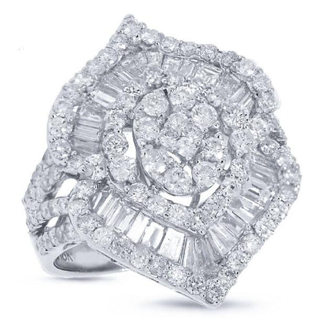 3.68 Ctw 18k White Gold Diamond Womens Ring