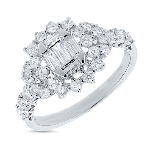 1.00 Ctw 18k White Gold Diamond Womens Ring Size 4