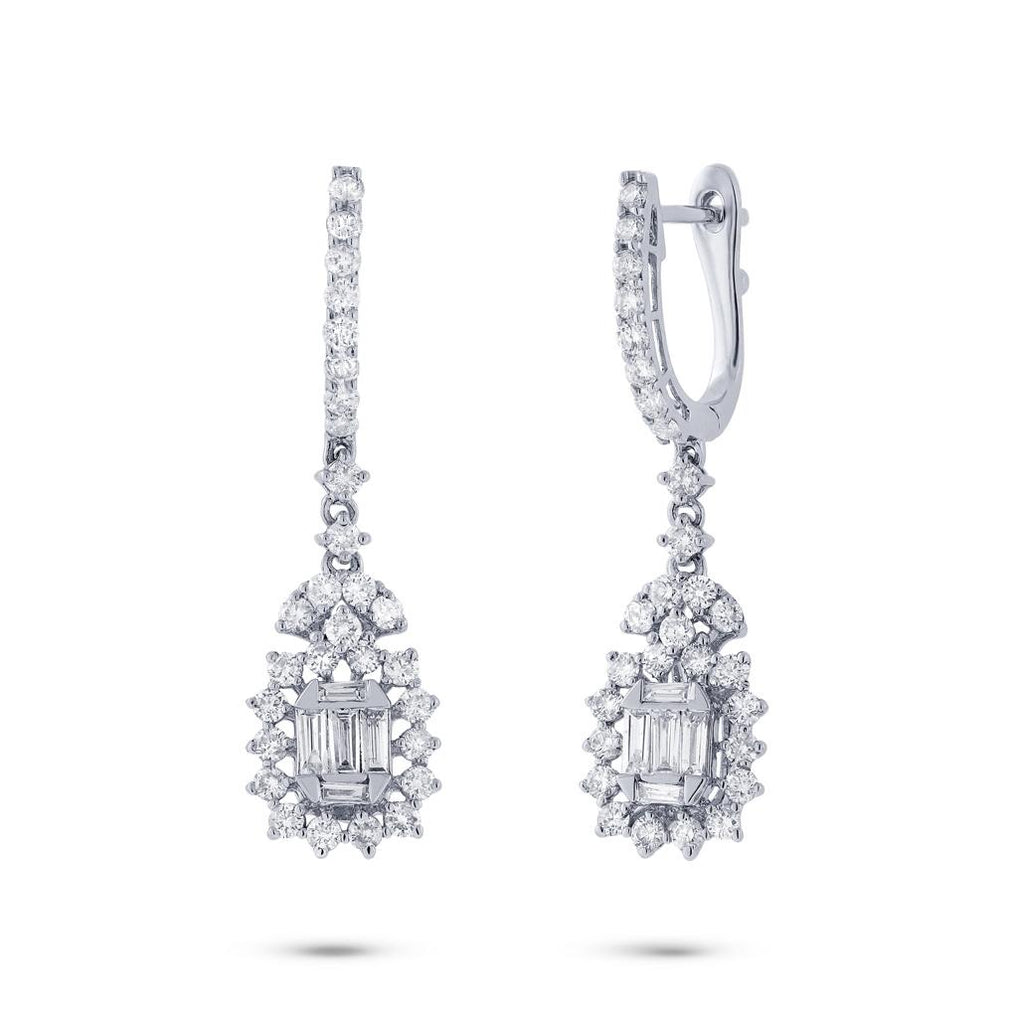 1.43 Ctw 18k White Gold Diamond Earring