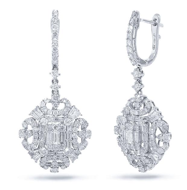 2.90 Ctw 18k White Gold Diamond Earring