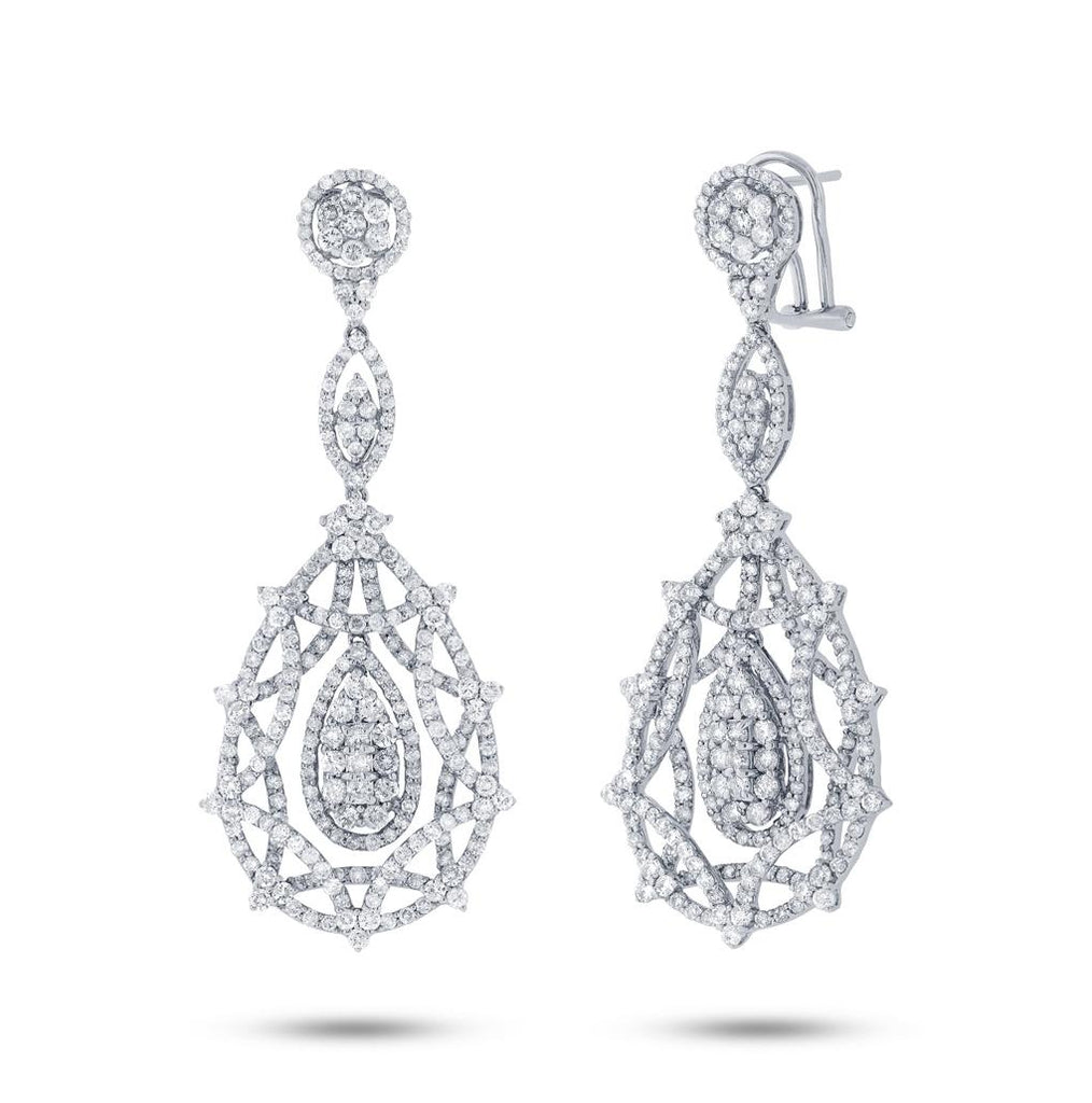 6.01 Ctw 18k White Gold Diamond Earring