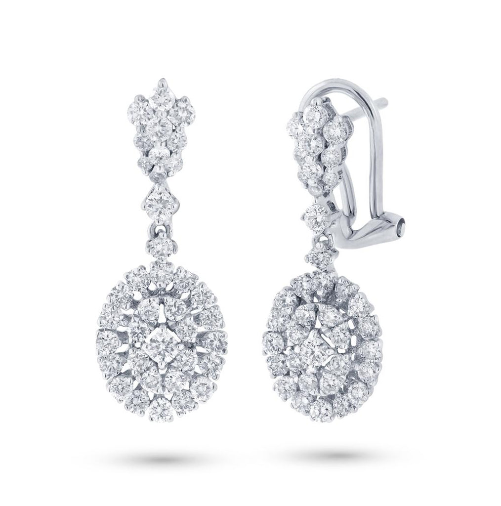 1.30 Ctw 18k White Gold Diamond Earring