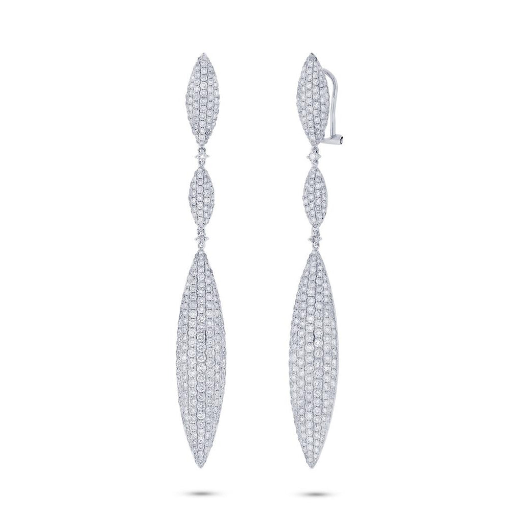 7.61 Ctw 18k White Gold Diamond Earring