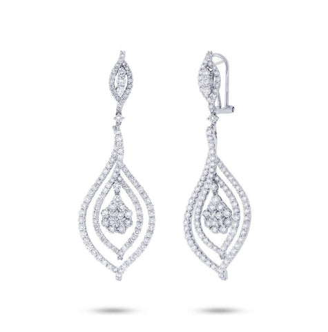 5.80 Ctw 18k White Gold Diamond Earring