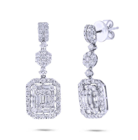 1.87 Ctw 18k White Gold Diamond Earring