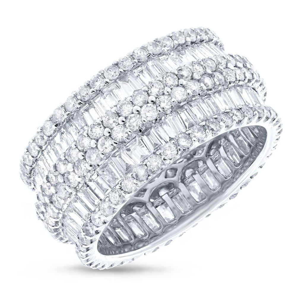 4.37 Ctw 18k White Gold Diamond Baguette Eternity Band Size 7