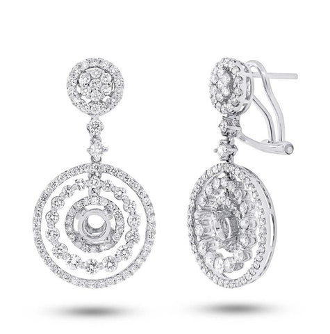 2.36 Ctw 18k White Gold Diamond Semi-mount Earring