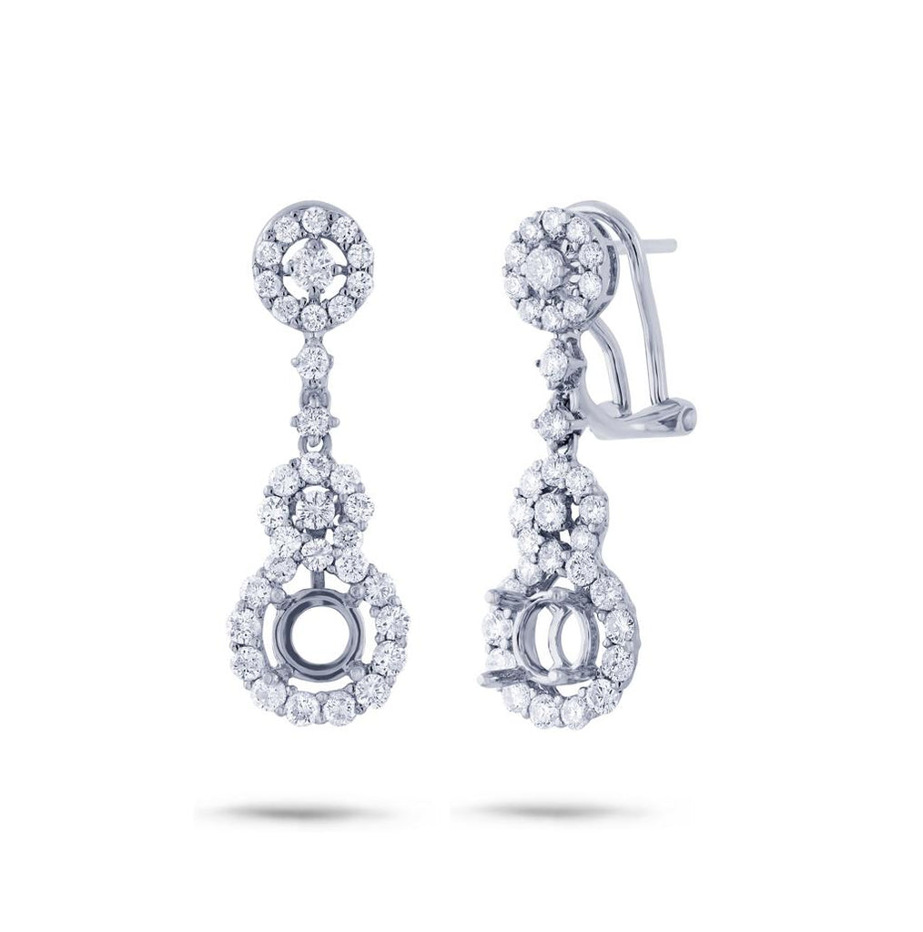 1.60 Ctw 18k White Gold Diamond Semi-mount Earring