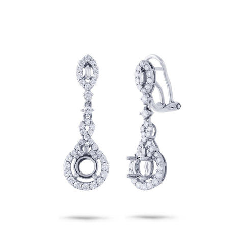 1.03 Ctw 18k White Gold Diamond Semi-mount Earring