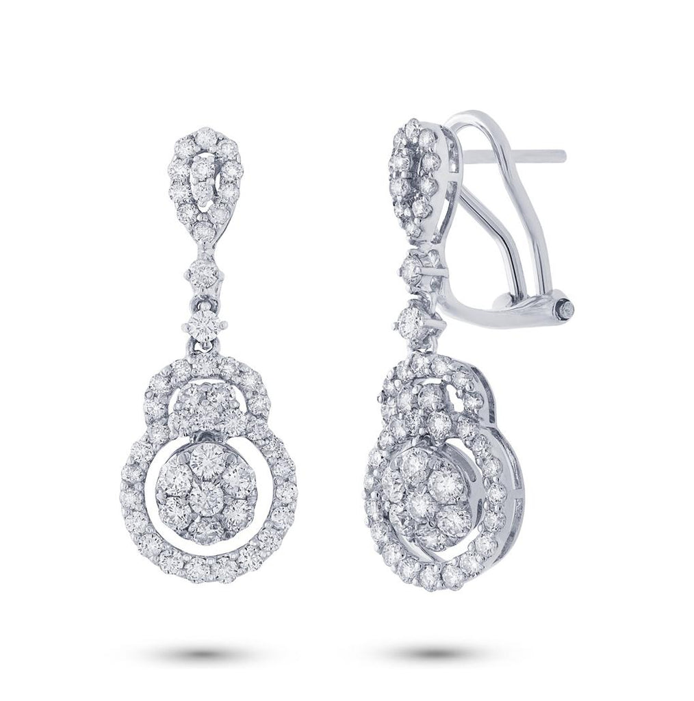 1.76 Ctw 18k White Gold Diamond Earring