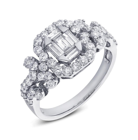 1.13 Ctw 18k White Gold Diamond Womens Ring