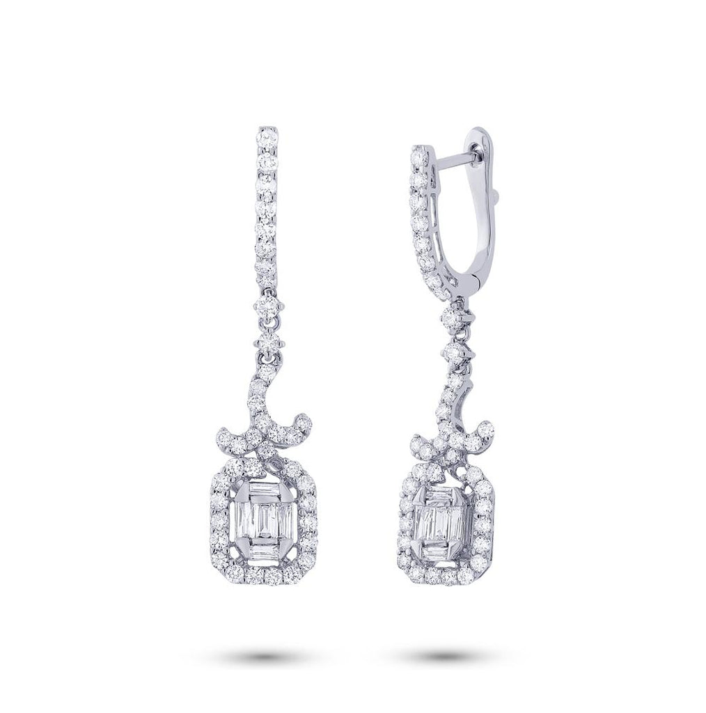 1.35 Ctw 18k White Gold Diamond Earring