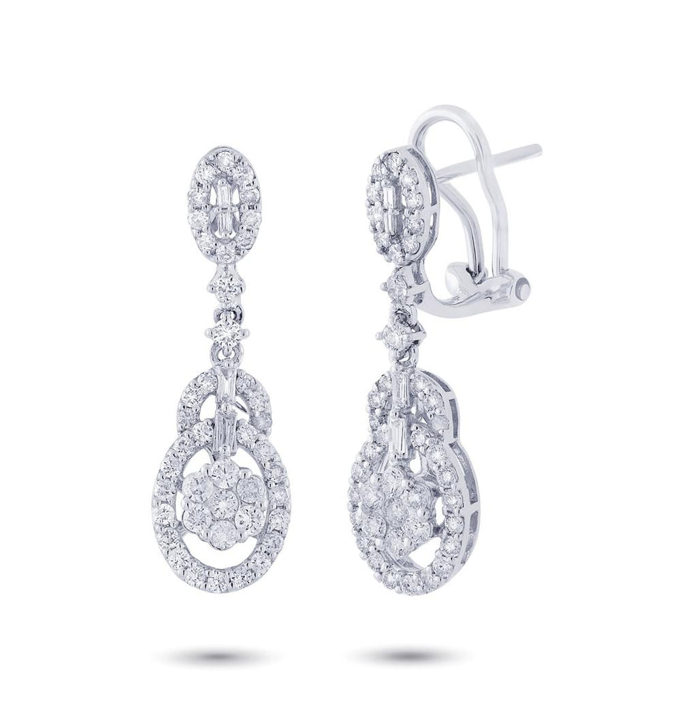 1.28 Ctw 18k White Gold Diamond Earring