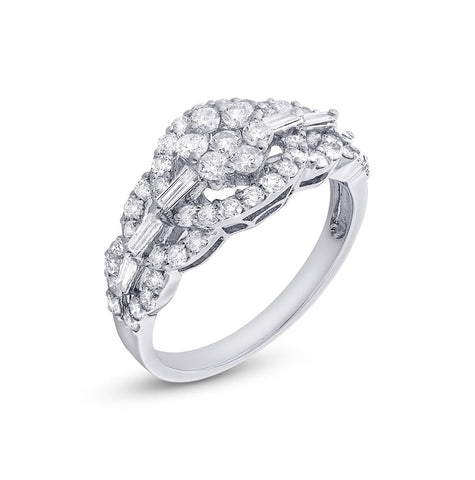 1.08 Ctw 18k White Gold Diamond Womens Ring