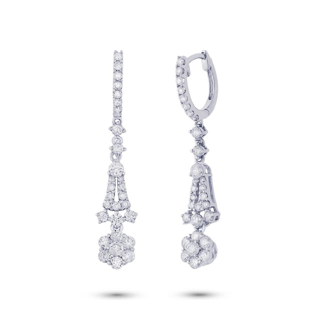 1.36 Ctw 18k White Gold Diamond Earring