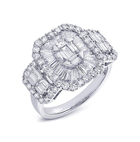 2.20 Ctw 18k White Gold Diamond Womens Ring