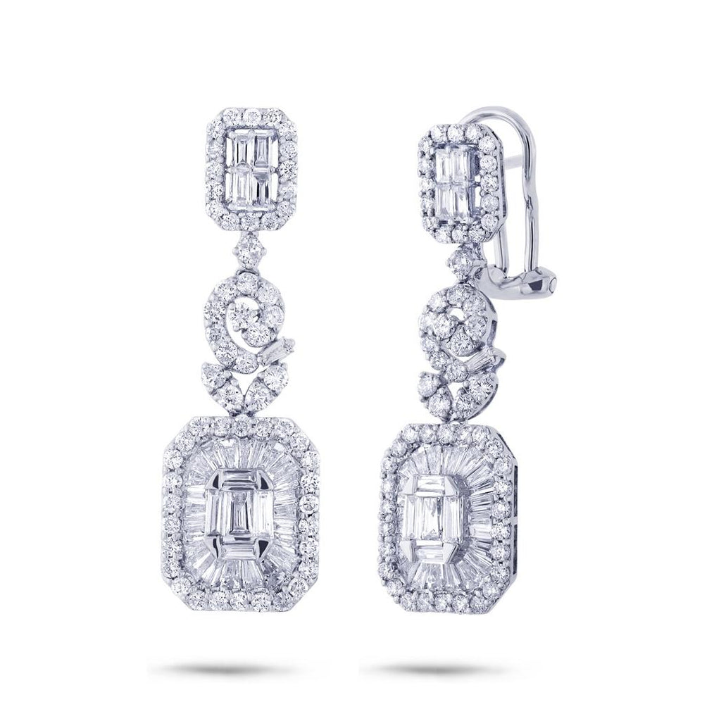 3.18 Ctw 18k White Gold Diamond Earring