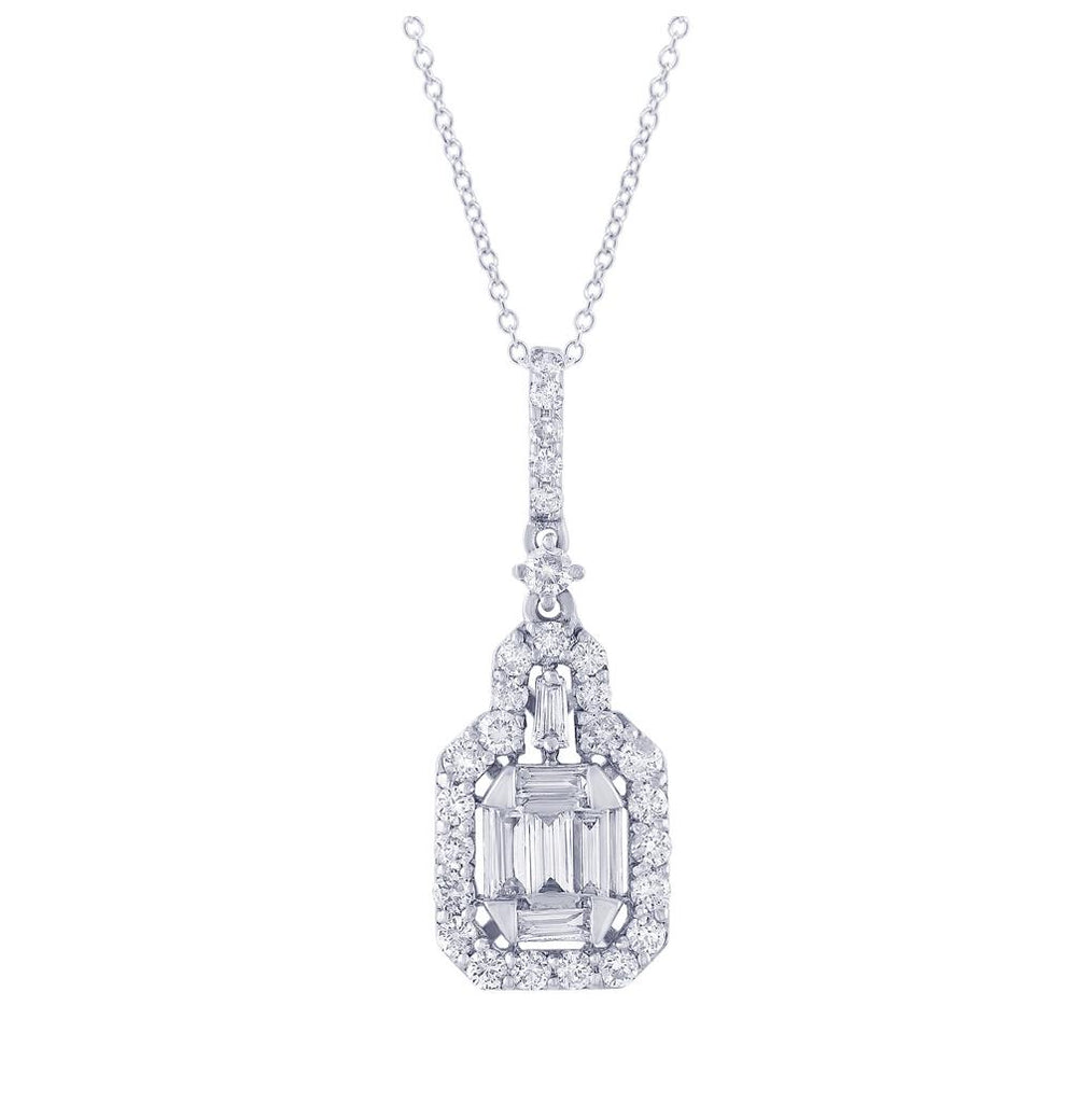 0.72 Ctw 18k White Gold Diamond Pendant Necklace With 18 Inch Chain