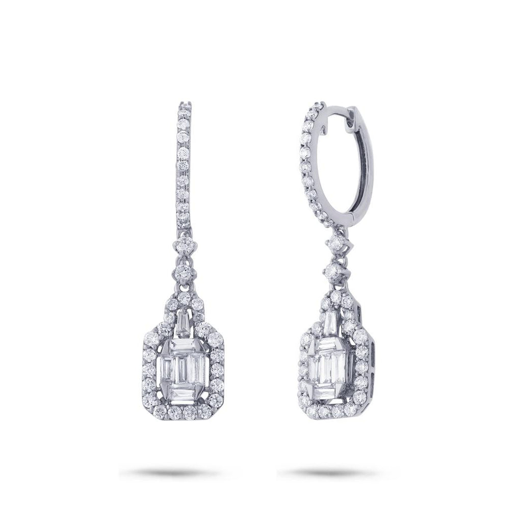 1.21 Ctw 18k White Gold Diamond Earring