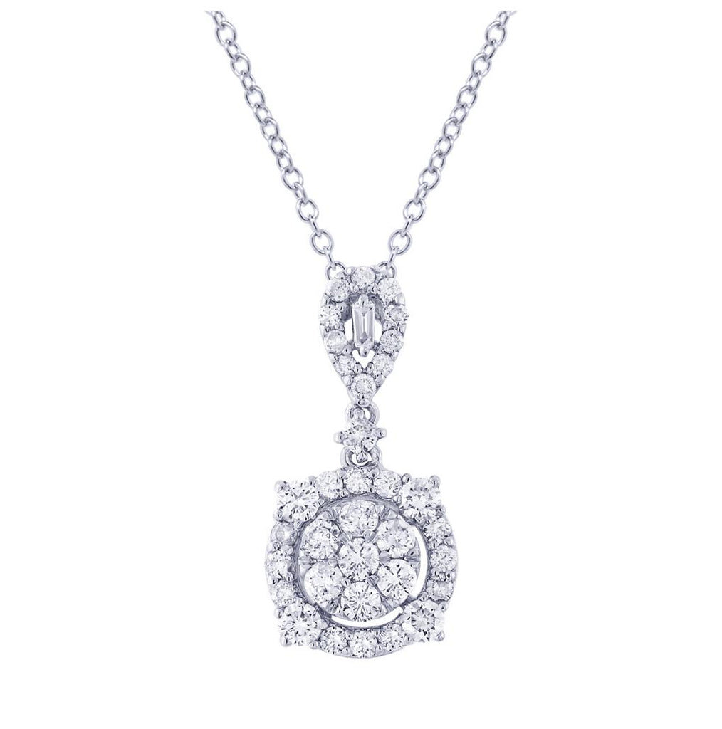 0.81 Ctw 18k White Gold Diamond Pendant Necklace With 18 Inch Chain