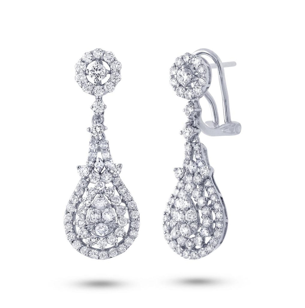 1.24 Ctw 18k White Gold Diamond Earring