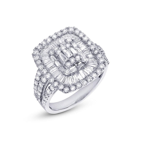 2.13 Ctw 18k White Gold Diamond Womens Ring