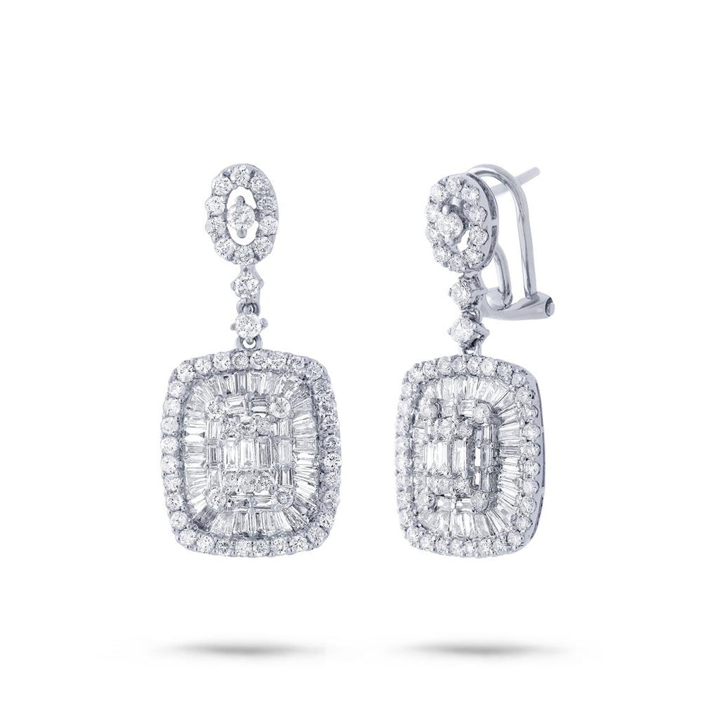 2.93 Ctw 18k White Gold Diamond Earring