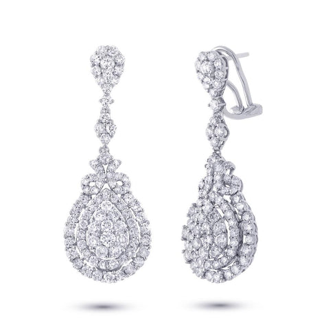 3.47 Ctw 18k White Gold Diamond Earring