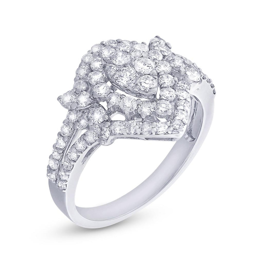 1.30 Ctw 18k White Gold Diamond Womens Ring