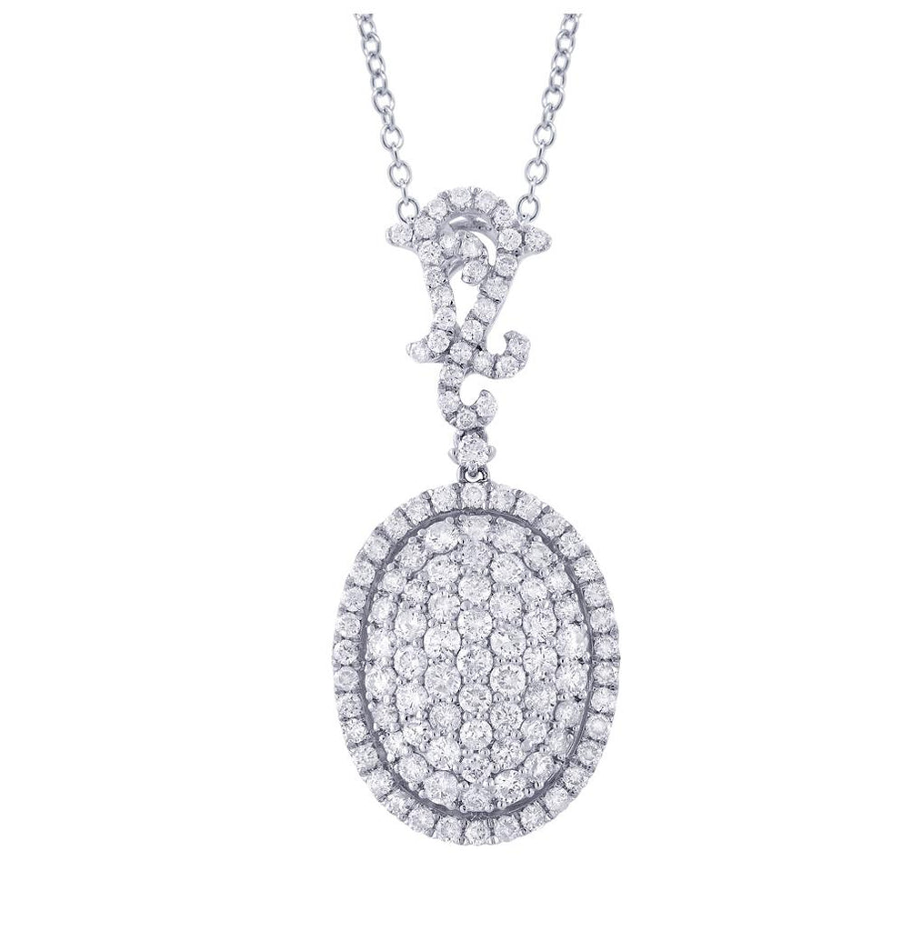 3.18 Ctw 18k White Gold Diamond Pendant Necklace With 18 Inch Chain