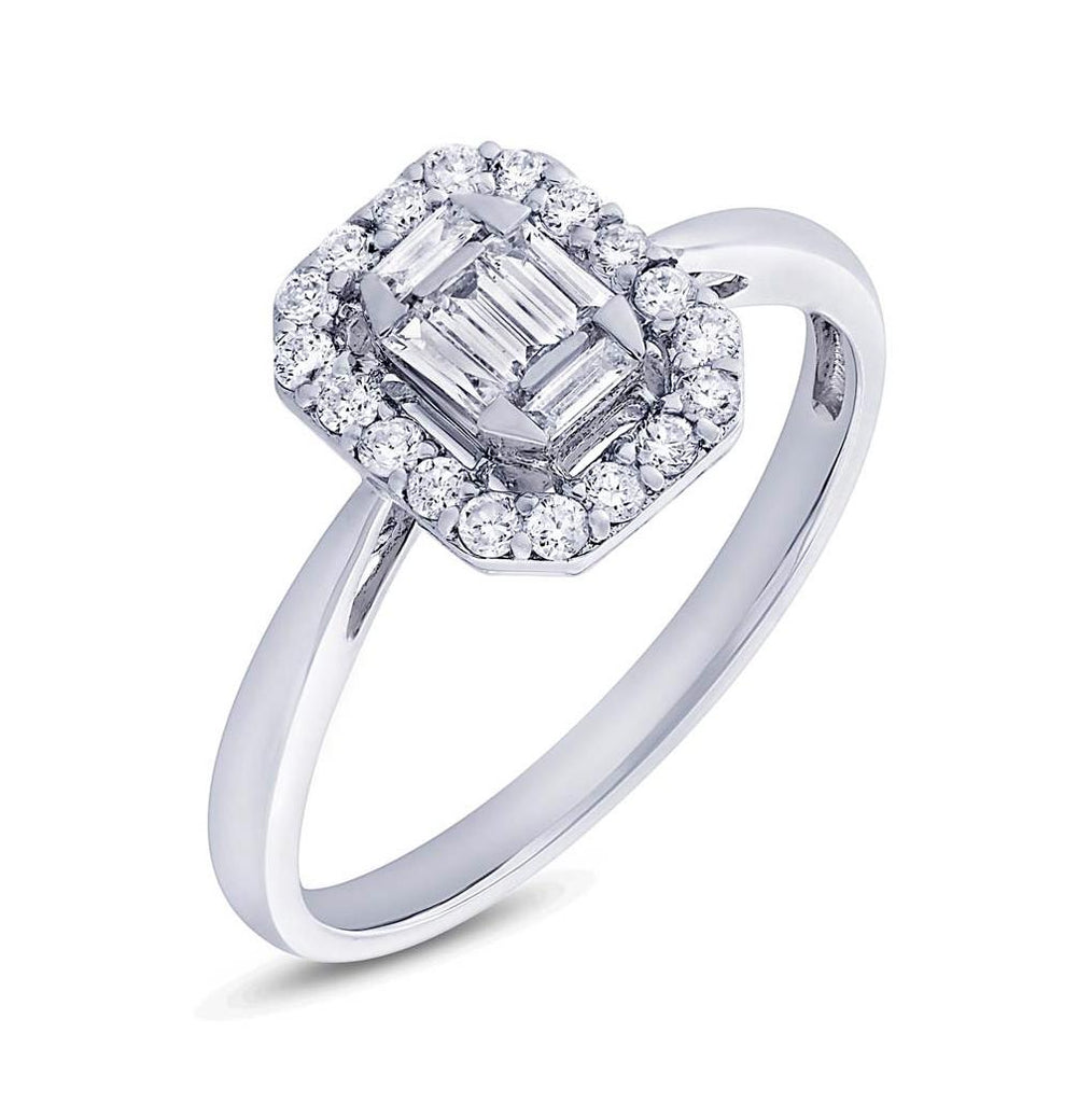 0.36 Ctw 18k White Gold Diamond Womens Ring Size 11