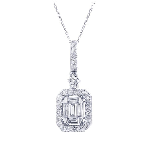 0.49 Ctw 18k White Gold Diamond Pendant Necklace With 18 Inch Chain