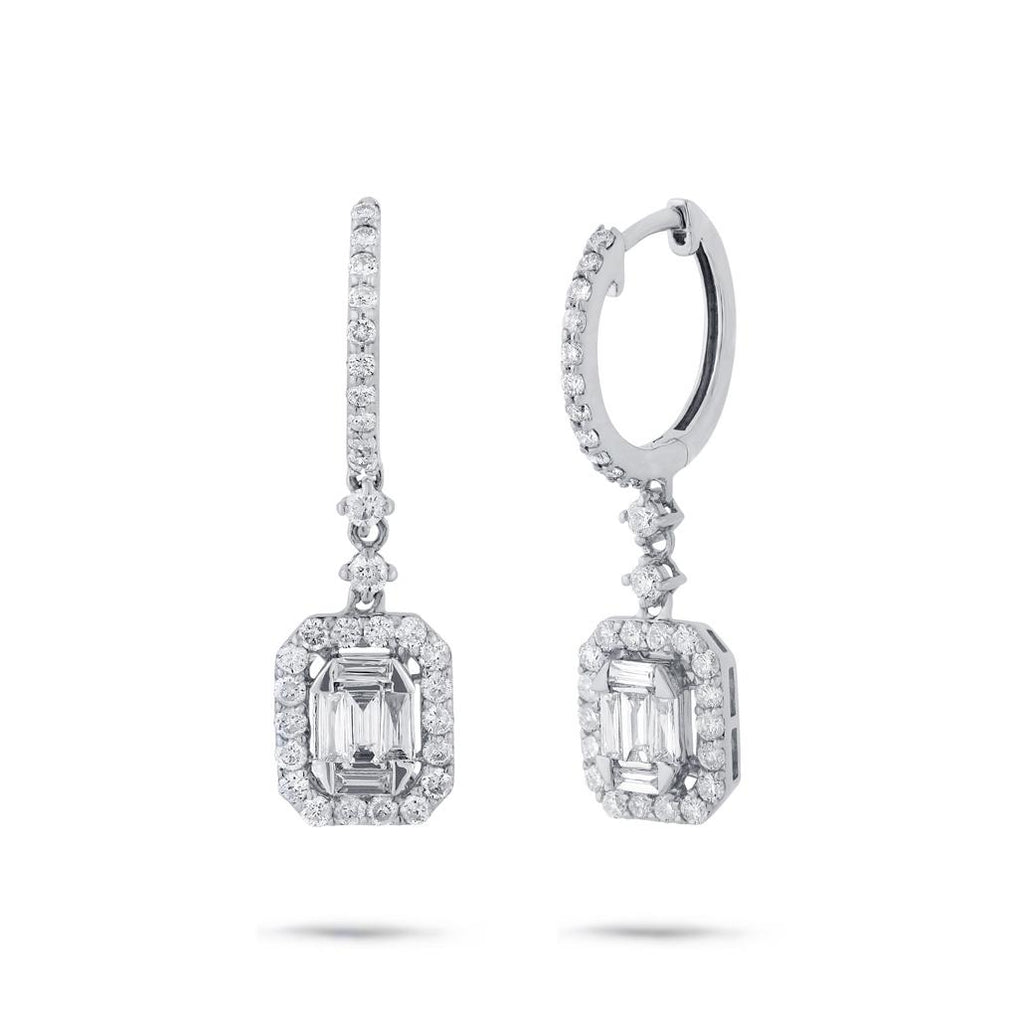 1.05 Ctw 18k White Gold Diamond Earring