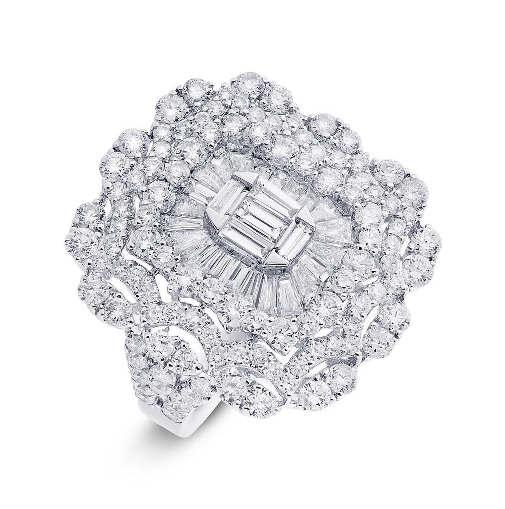 3.63 Ctw 18k White Gold Diamond Womens Ring