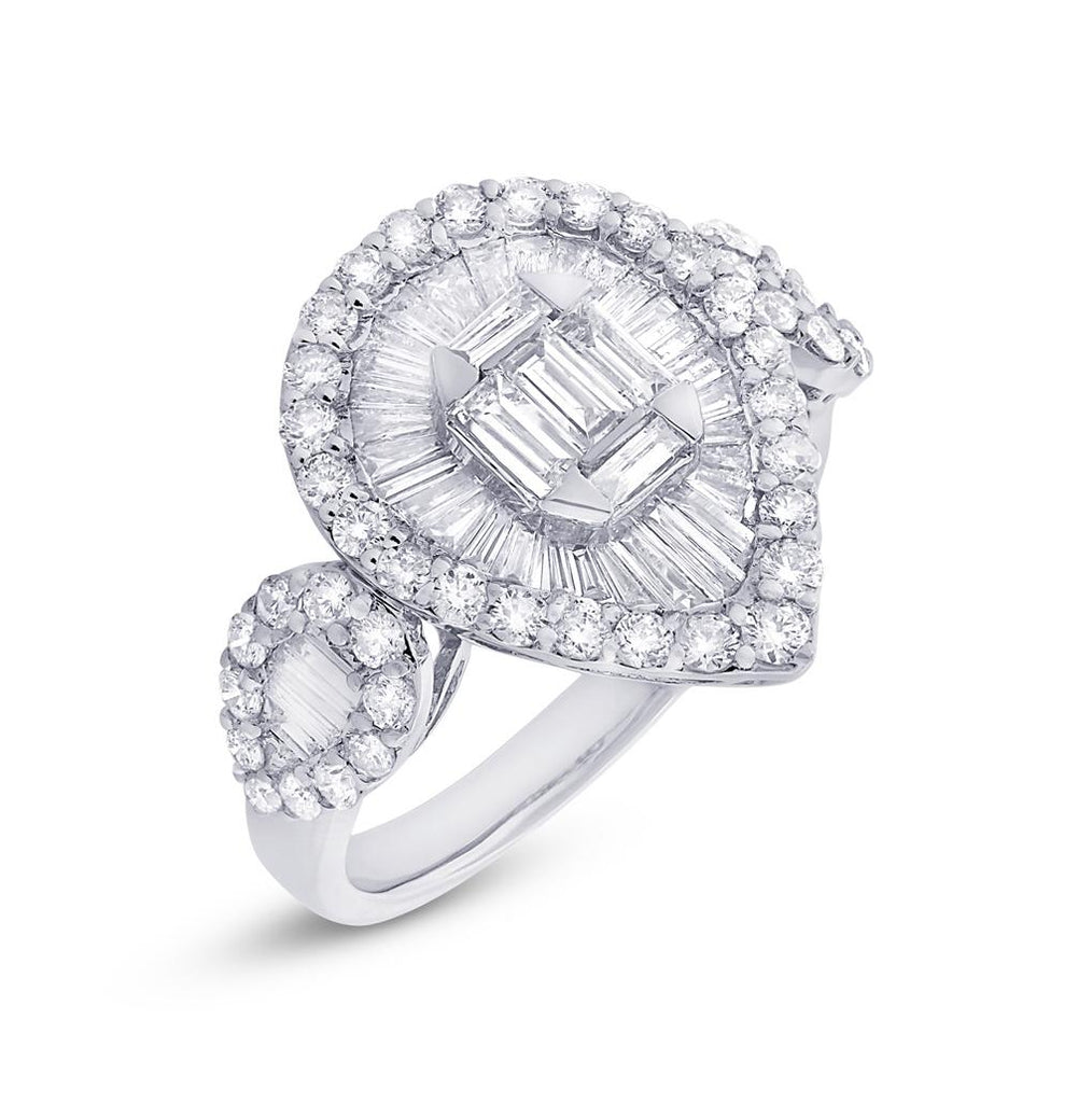 1.60 Ctw 18k White Gold Diamond Womens Ring