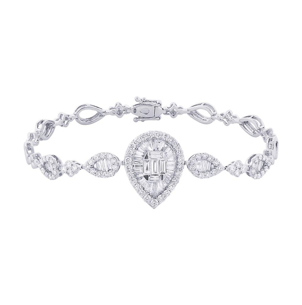 2.28 Ctw 18k White Gold Diamond Womens Bracelet