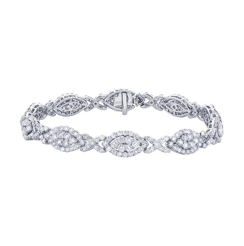 7.06 Ctw 18k White Gold Diamond Womens Bracelet