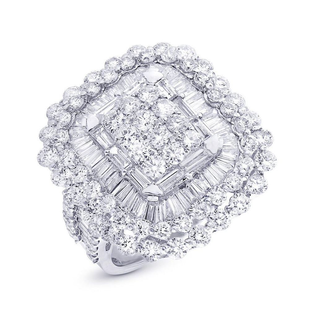 4.33 Ctw 18k White Gold Diamond Womens Ring