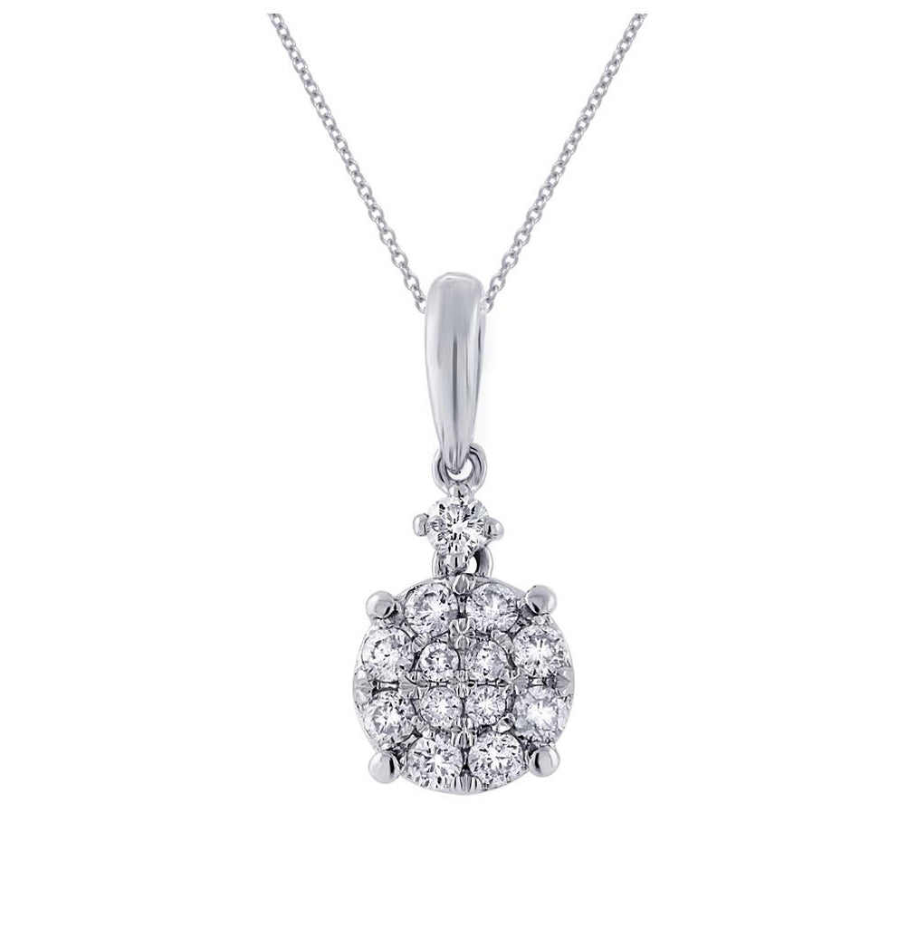 0.26 Ctw 18k White Gold Diamond Pendant Necklace With 18 Inch Chain