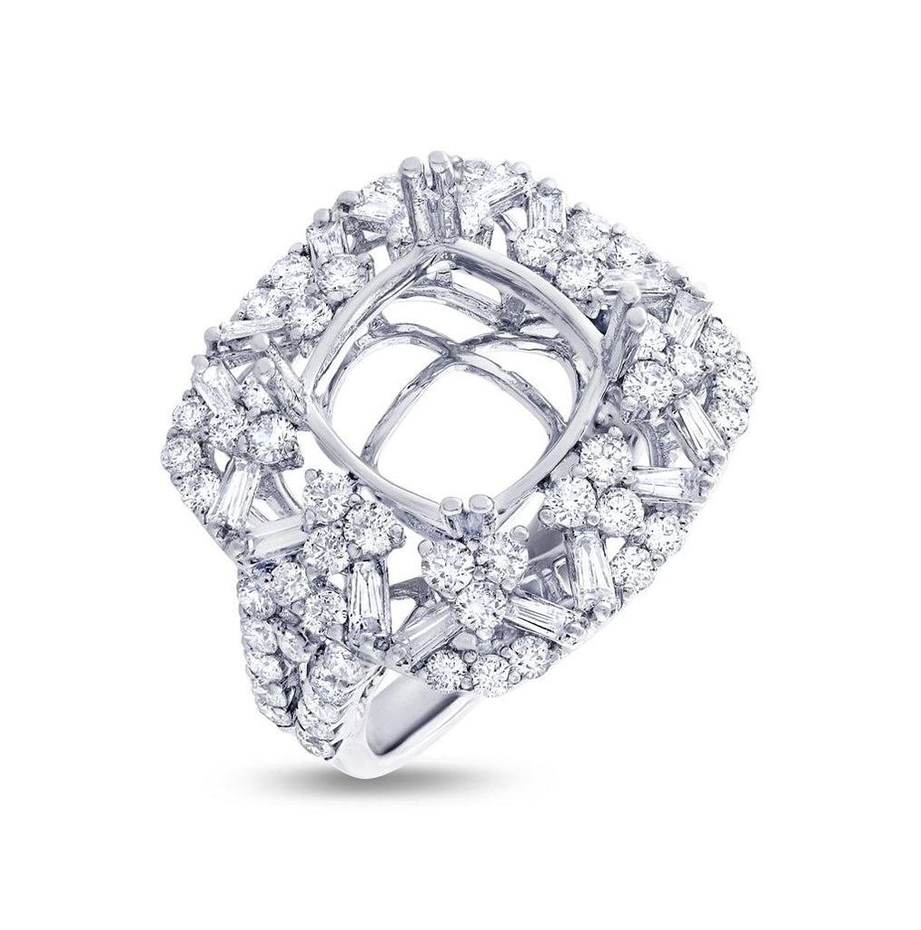 1.88 Ctw 18k White Gold Diamond Semi-mount Ring