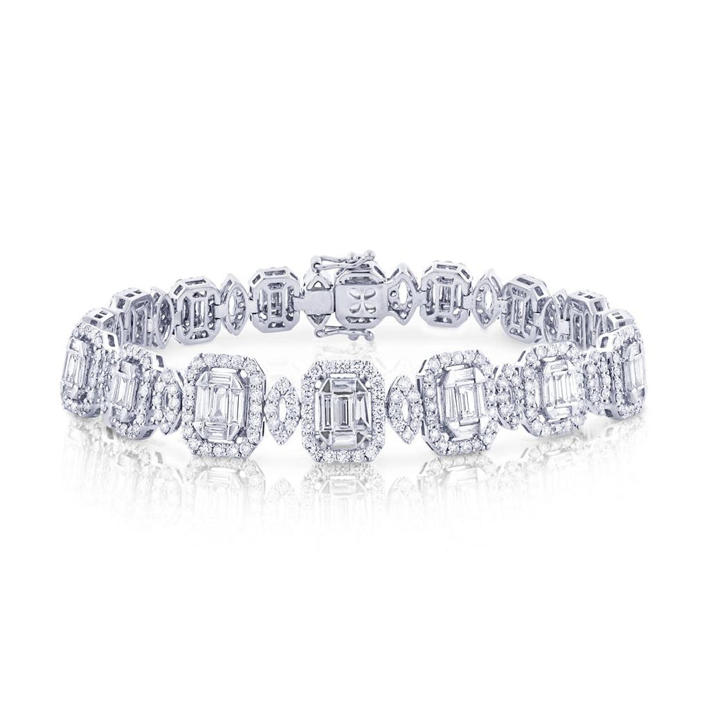 7.01 Ctw 18k White Gold Diamond Womens Bracelet