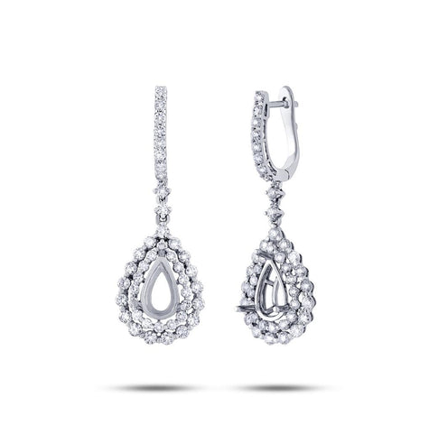 2.14 Ctw 18k White Gold Diamond Semi-mount Earring