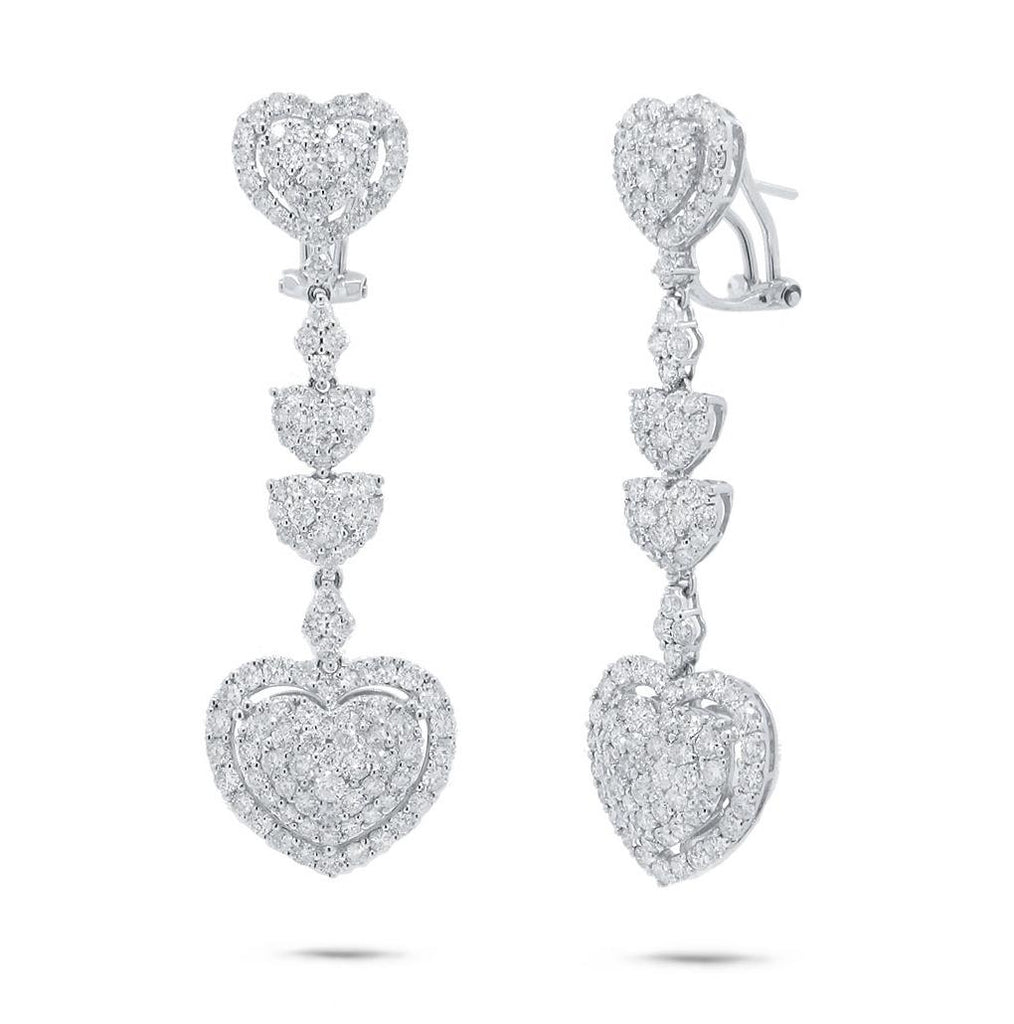 5.08 Ctw 18k White Gold Diamond Heart Earring