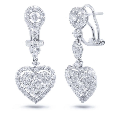 2.37 Ctw 18k White Gold Diamond Heart Earring