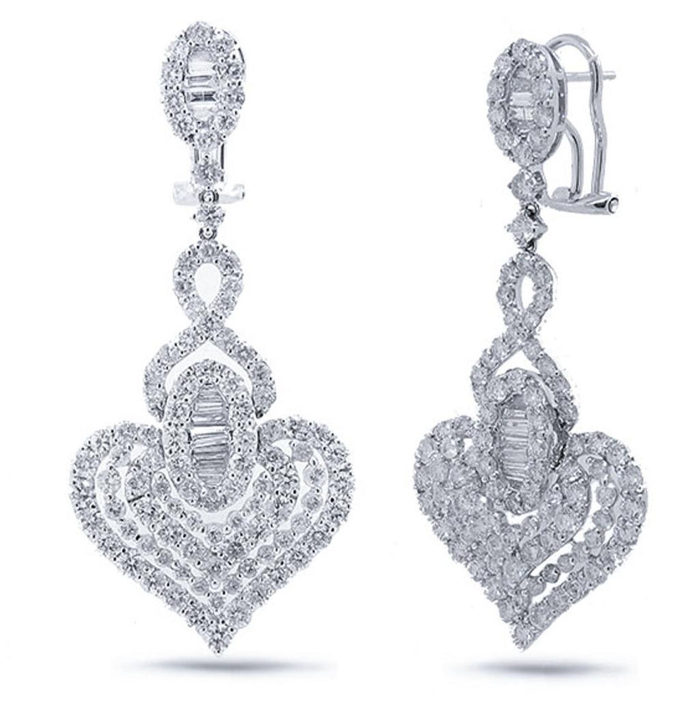 6.22 Ctw 18k White Gold Diamond Heart Earring