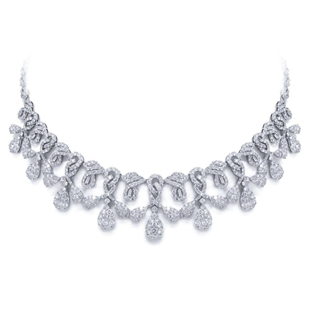 18.07 Ctw 18k White Gold Diamond Necklace