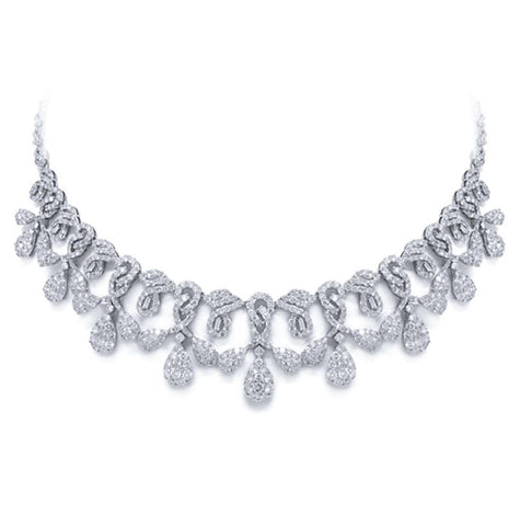 18.07 Ctw 18k White Gold Diamond Necklace