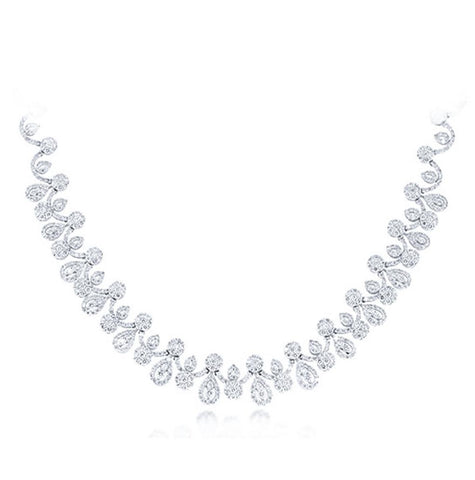 17.83 Ctw 18k White Gold Diamond Necklace