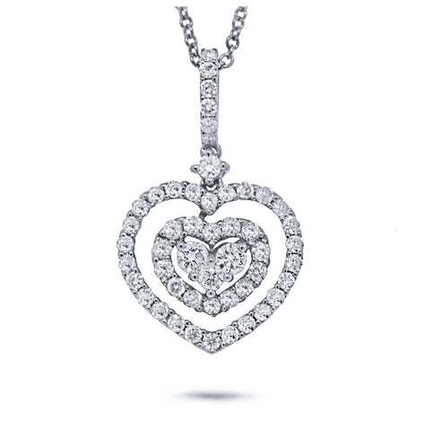 0.62 Ctw 18k White Gold Diamond Heart Pendant Necklace With 18 Inch Chain