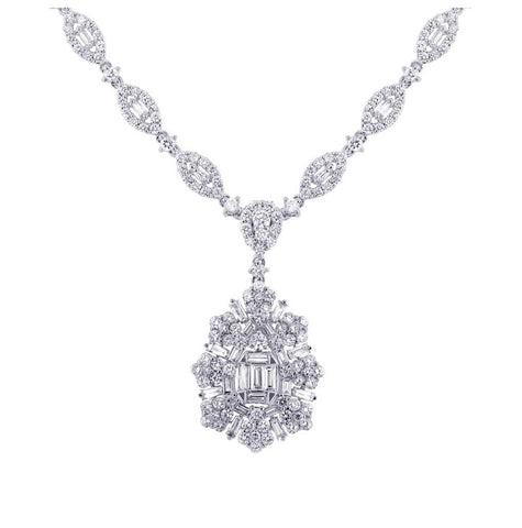 4.72 Ctw 18k White Gold Diamond Necklace